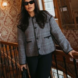 ZARA reversible jacket with faux leather piping details